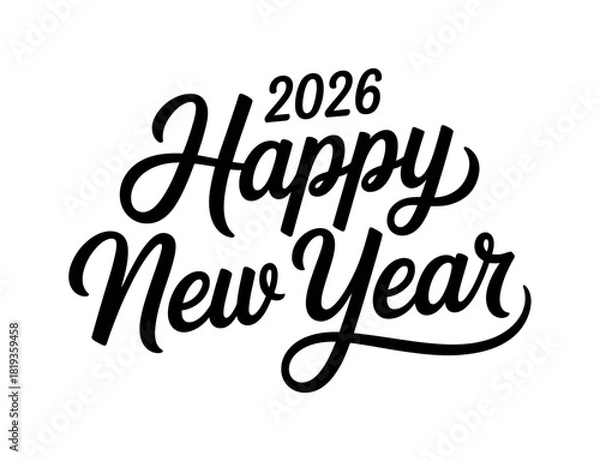 Fototapeta Happy New Year 2026 greeting in a stylish script font.