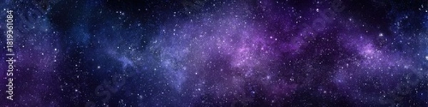 Obraz Purple-blue nebula with scattered stars and hazy light