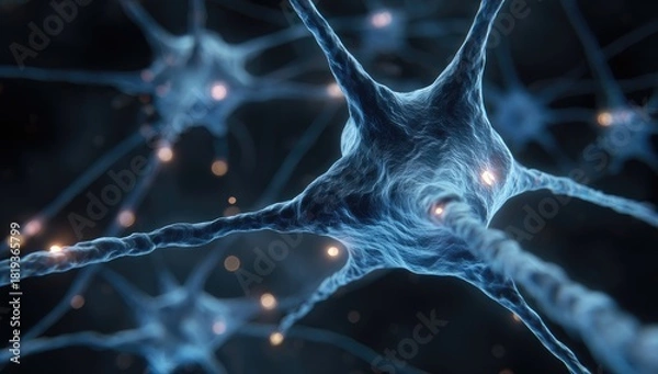 Fototapeta Interconnected neurons transmit signals in a complex, neural network