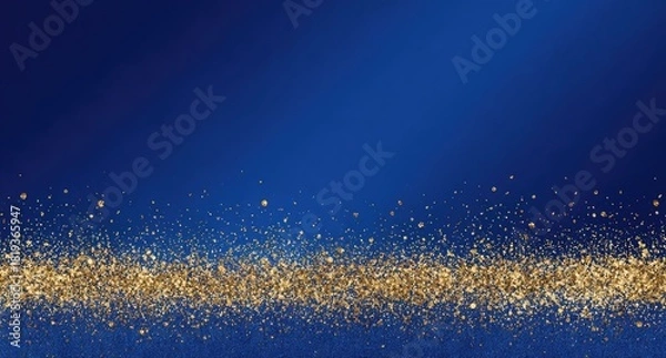 Fototapeta Golden sparkle dusting over deep blue