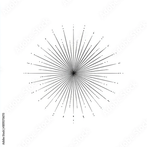 Fototapeta Black lines radiate from a central point in a starburst-like pattern