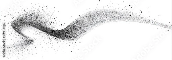 Fototapeta Swirling smoke trail of dark particles on a bright white backdrop