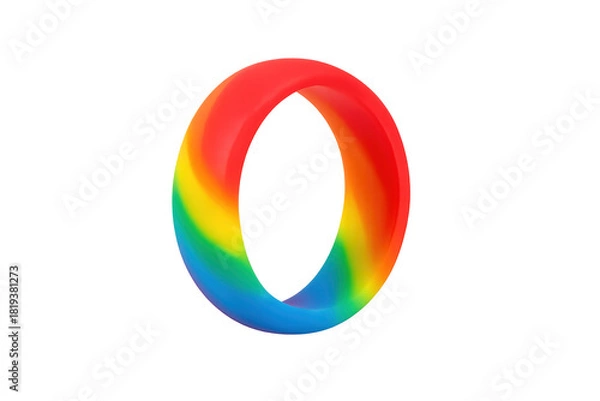 Fototapeta Rainbow colored 3d letter o or zero rendering