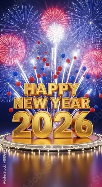 Obraz New Year 2026 Celebration with Fireworks