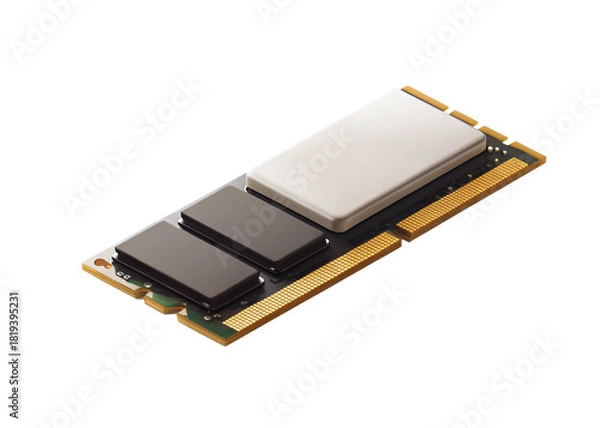 Fototapeta Memory module isolated on suitable background 