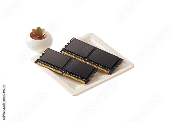 Fototapeta Memory module isolated on suitable background 2
