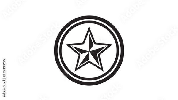 Fototapeta Star icon in a circle simple flat vector design element isolated on white background