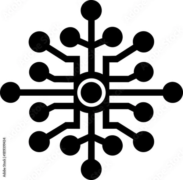 Obraz Flat black vector icon representing a neural network node diagram on a white background