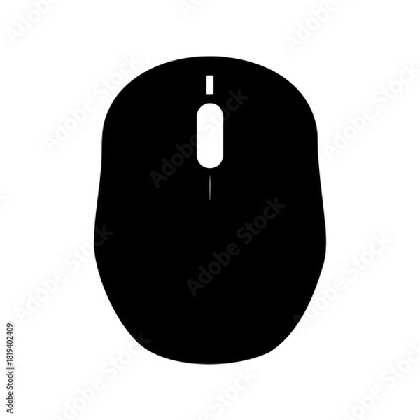 Fototapeta Minimalistic Black Silhouette of a Computer Mouse on a White Background