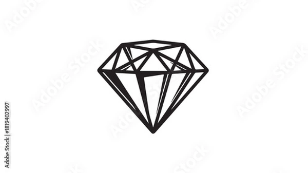 Fototapeta Minimalist diamond icon simple line art vector illustration isolated on white background for jewelry design and luxury concepts