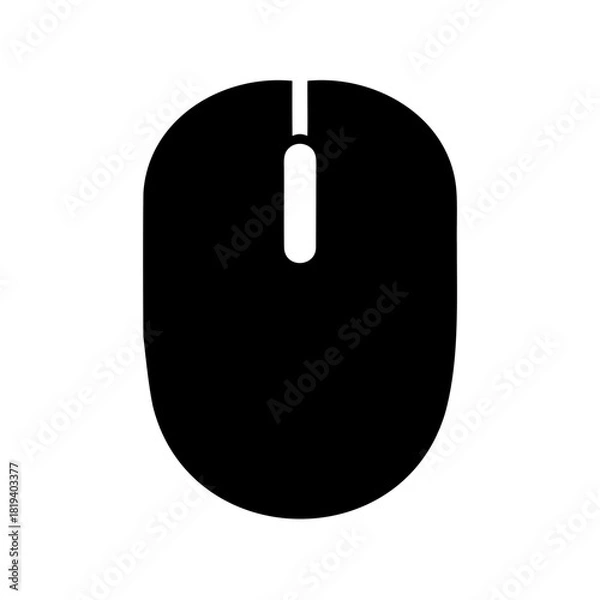 Fototapeta Simple black and white illustration of a computer mouse, used for input