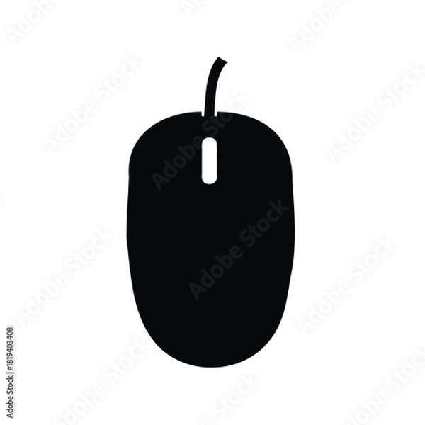 Fototapeta Solid Black Computer Mouse with Simple Design for Modern Technology