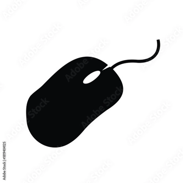 Fototapeta Illustration of a classic computer mouse with a wire connection device