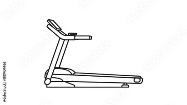 Fototapeta Treadmill outline vector illustration simple line art drawing of fitness equipment isolated on white background