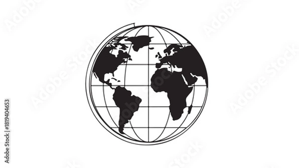 Fototapeta Globe icon showing world continents simple flat vector illustration isolated on white background