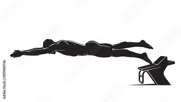 Fototapeta Swimmer diving from starting block silhouette illustration of athlete in mid-air vector design element for sports and competition concepts