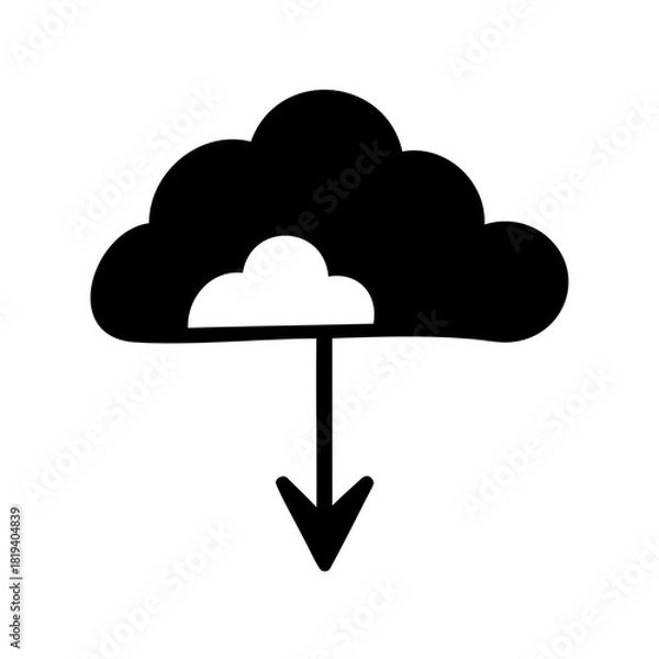 Fototapeta Cloud Download Icon, Data Transferring from Cloud to Local Storage, Simple Design