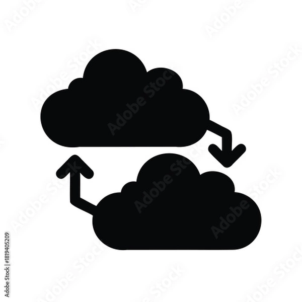 Fototapeta Cloud computing data sync icon illustration for software, online network, file transfer
