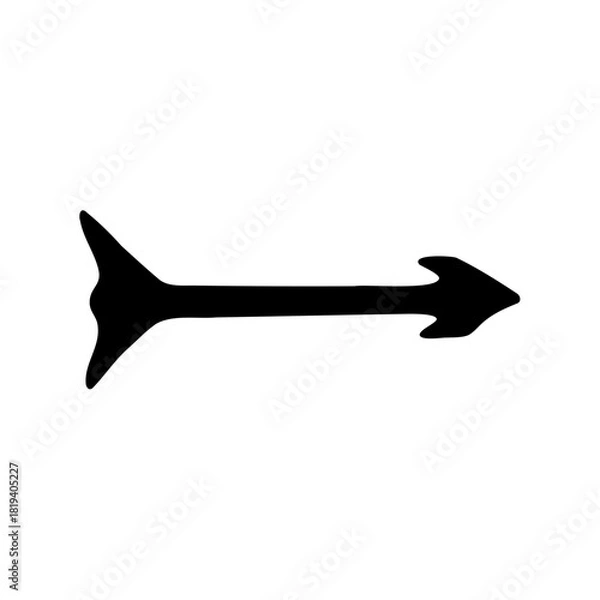 Fototapeta Simple black arrow illustration pointing to the right on a white background