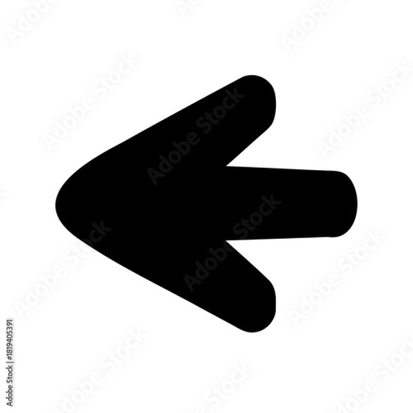 Fototapeta A stylized black arrow pointing towards the left with rounded edges