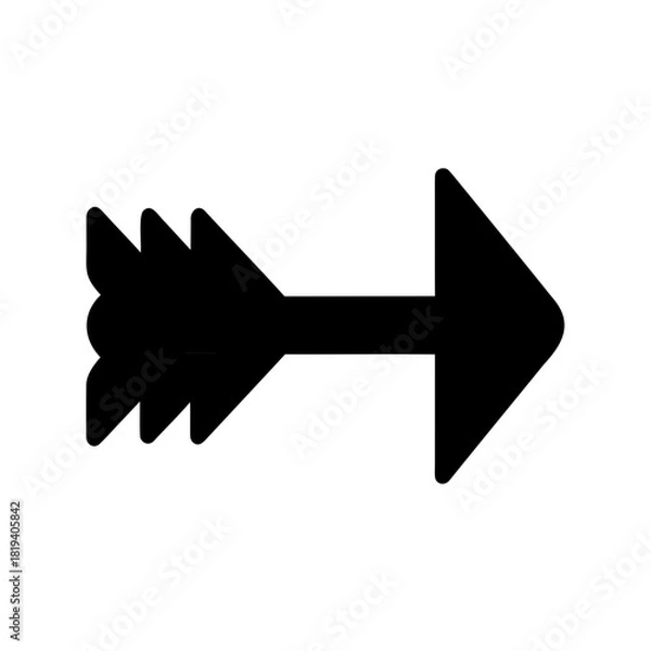 Fototapeta A Black and White Arrow Symbol Pointing Right with Sharp Feathers