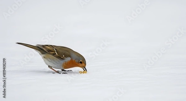 Obraz Robin Feeding in Snow