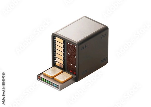 Fototapeta Server rack isolated on suitable background