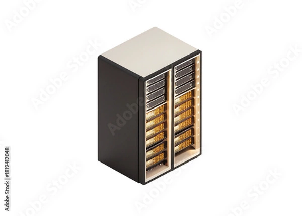 Fototapeta Server rack isolated on suitable background 2