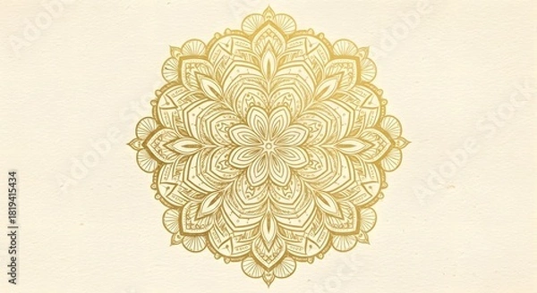 Obraz Golden mandala intricate design on ivory background