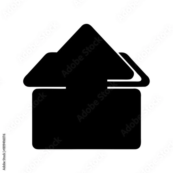 Fototapeta Stylized representation of house with arrow element in simple graphic form