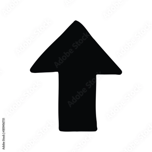 Fototapeta Simple black upward pointing arrow with rough and irregular edges.