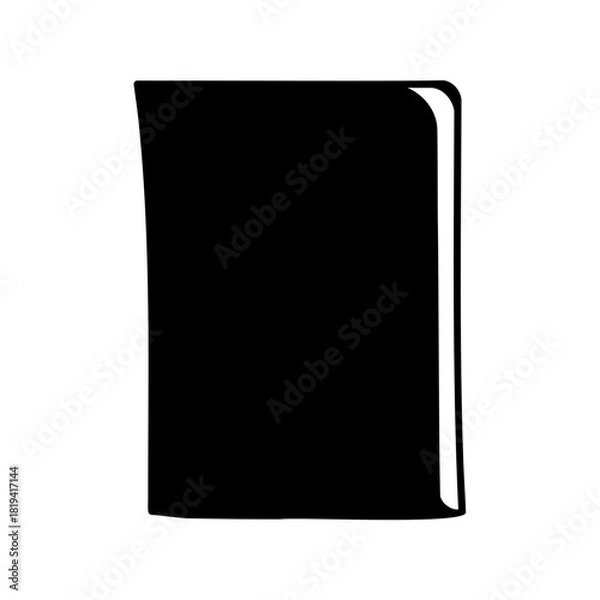 Fototapeta Silhouette of closed book with slightly damaged edges isolated over white