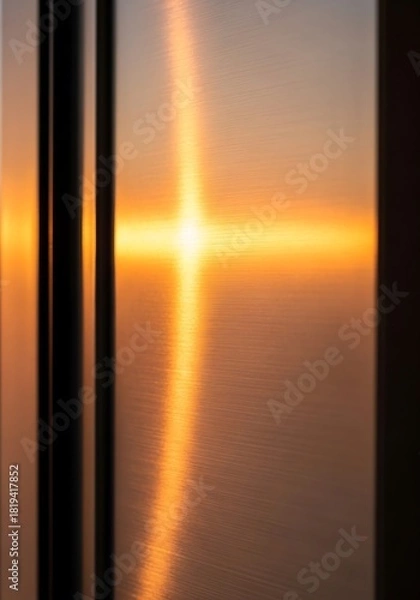 Fototapeta Golden illumination abstract reflection on metal surface texture