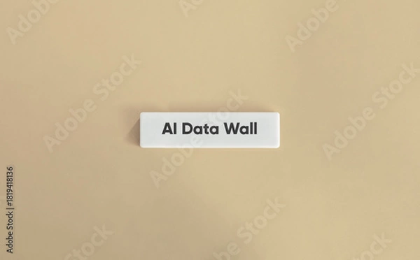 Fototapeta AI Data Wall Banner on White Tile Against Beige Background
