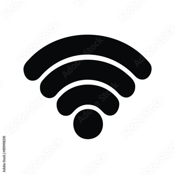 Fototapeta Black and white illustration of a universal wireless internet access signal symbol