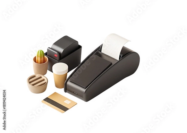 Fototapeta POS machine isolated on suitable background 2