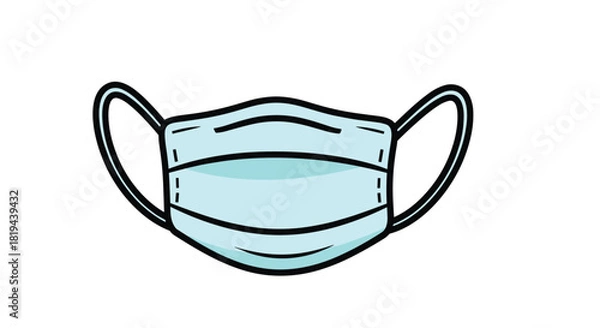 Fototapeta Simple flat design illustration of a blue medical face mask an essential protective item for health safety and public hygiene.