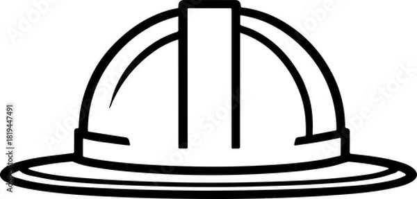 Obraz Construction hat illustration in minimal black vector