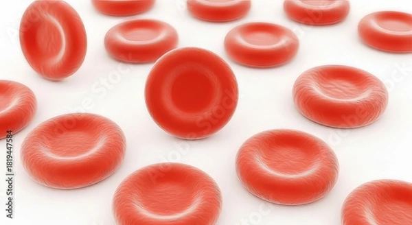 Fototapeta Close up of red blood cells isolated on white background medical concept