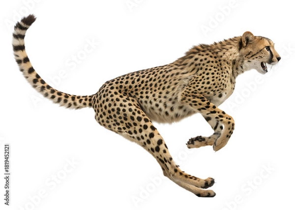 Obraz Cheetah Running Isolated on Black Background