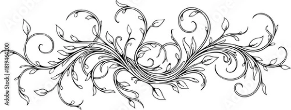 Fototapeta Elegant vintage flourish design with swirling vines and delicate leaves, perfect for decorative borders and invitations