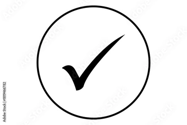 Obraz black checkmark tick inside white circle