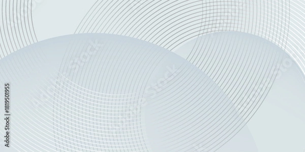 Fototapeta White abstract background with geometric shapes. Modern circle lines pattern. Minimal geometric design. Futuristic concept. Suit for cover, poster, banner, brochure, header, presentation, web, flyer