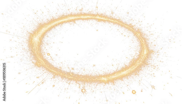 Obraz Golden vortex, spiral, splashes, sparks, dust on transparent background..