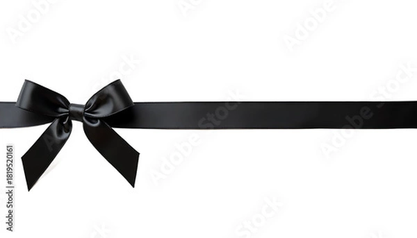 Fototapeta Black Ribbon Bow on White Background image bc19 isolated on a transparent background