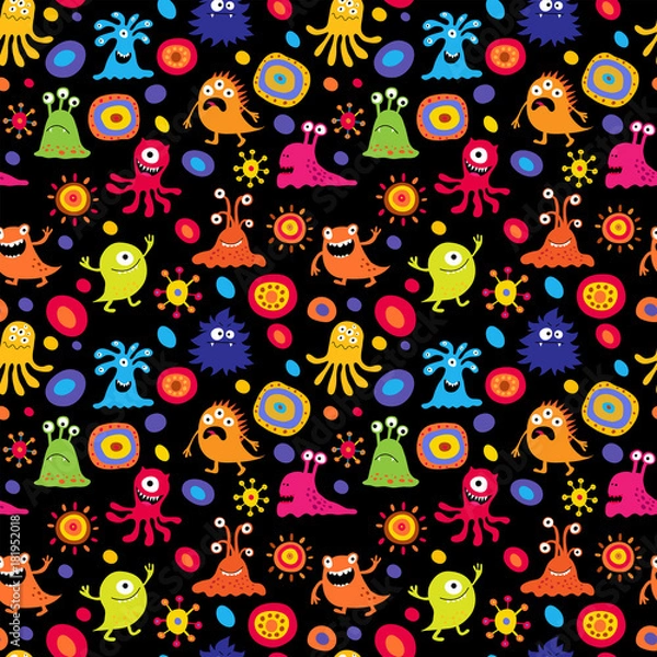 Obraz Stylish children's pattern with monsters and pattern