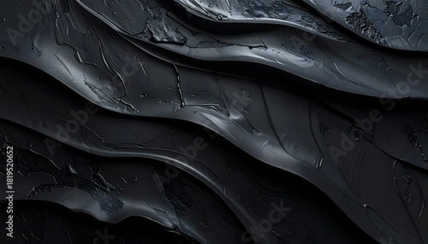 Fototapeta Dark textured surface with layered embossed details, minimal elegant visual