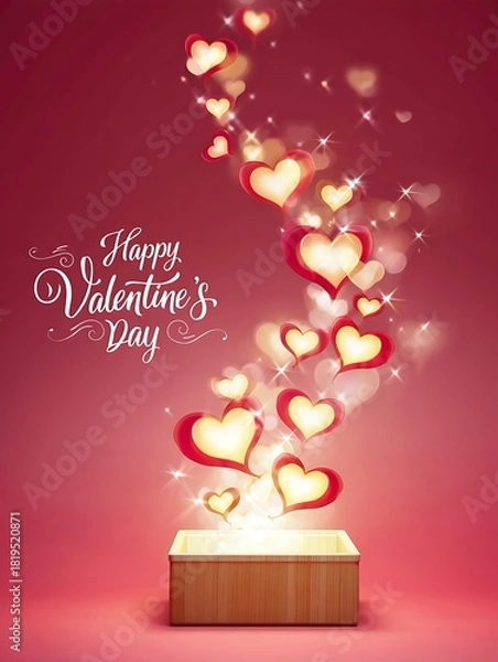 Obraz Hearts flying out of a box for valentines day celebration