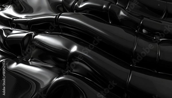 Fototapeta Glossy black embossed background with soft reflective highlights, modern high-end aesthetic