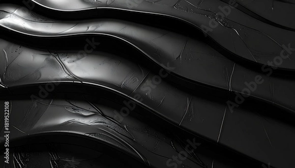 Fototapeta Glossy black embossed background with soft reflective highlights, modern high-end aesthetic